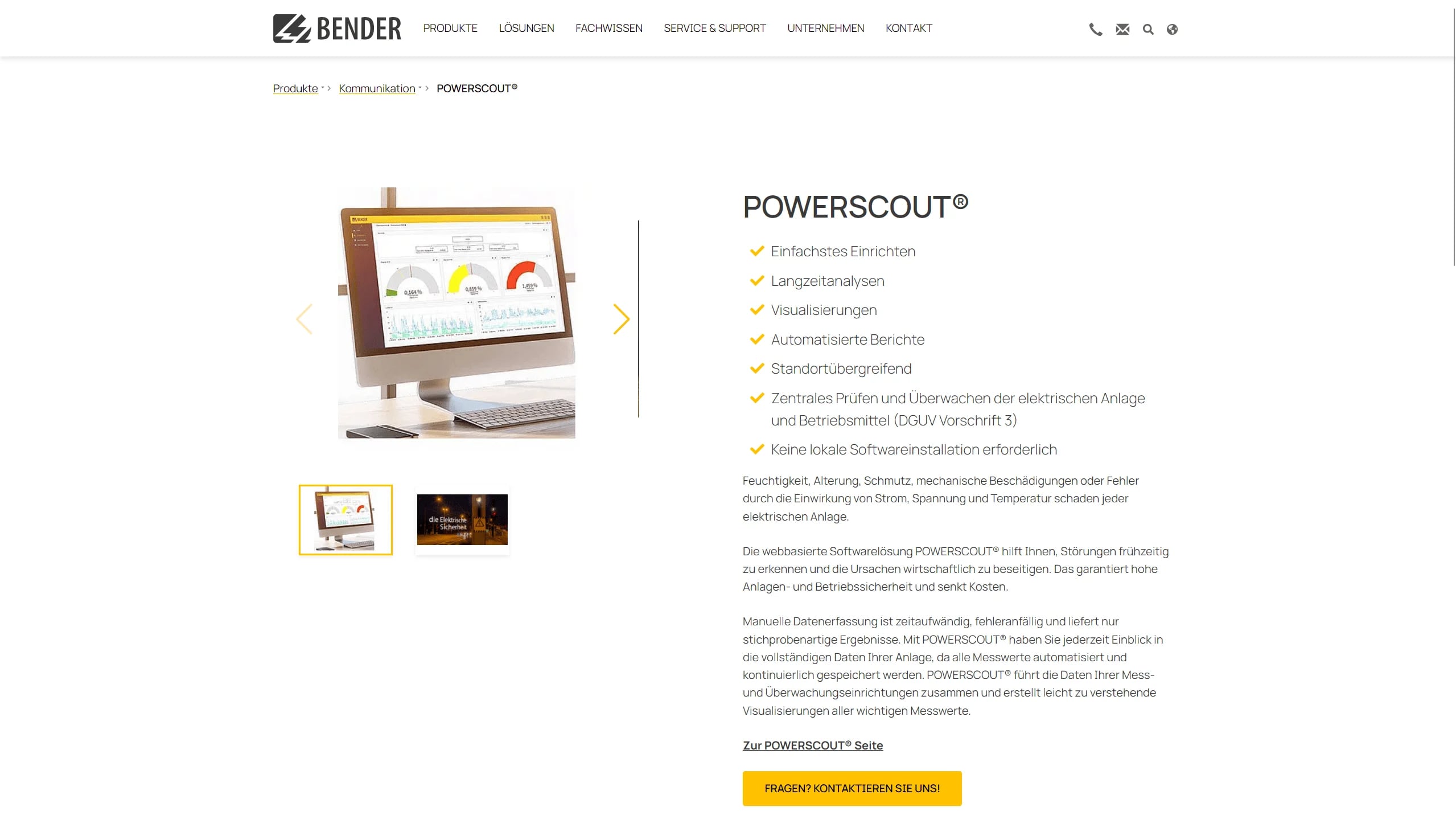 Dashboard von POWERSCOUT
